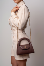 Bolsa Estruturada de Couro Marrom