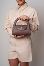 Bolsa Estruturada de Couro Marrom