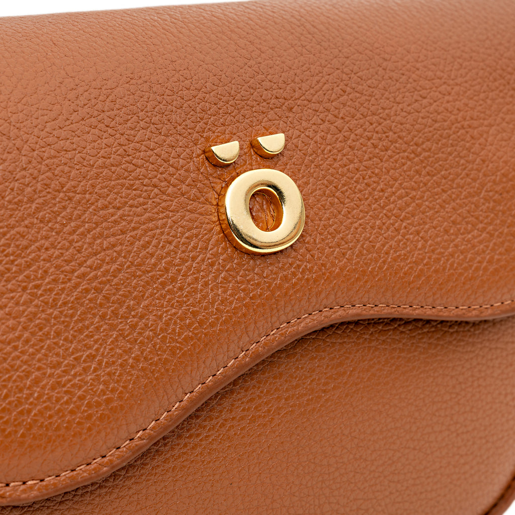 Bolsa Transversal de Couro Caramelo