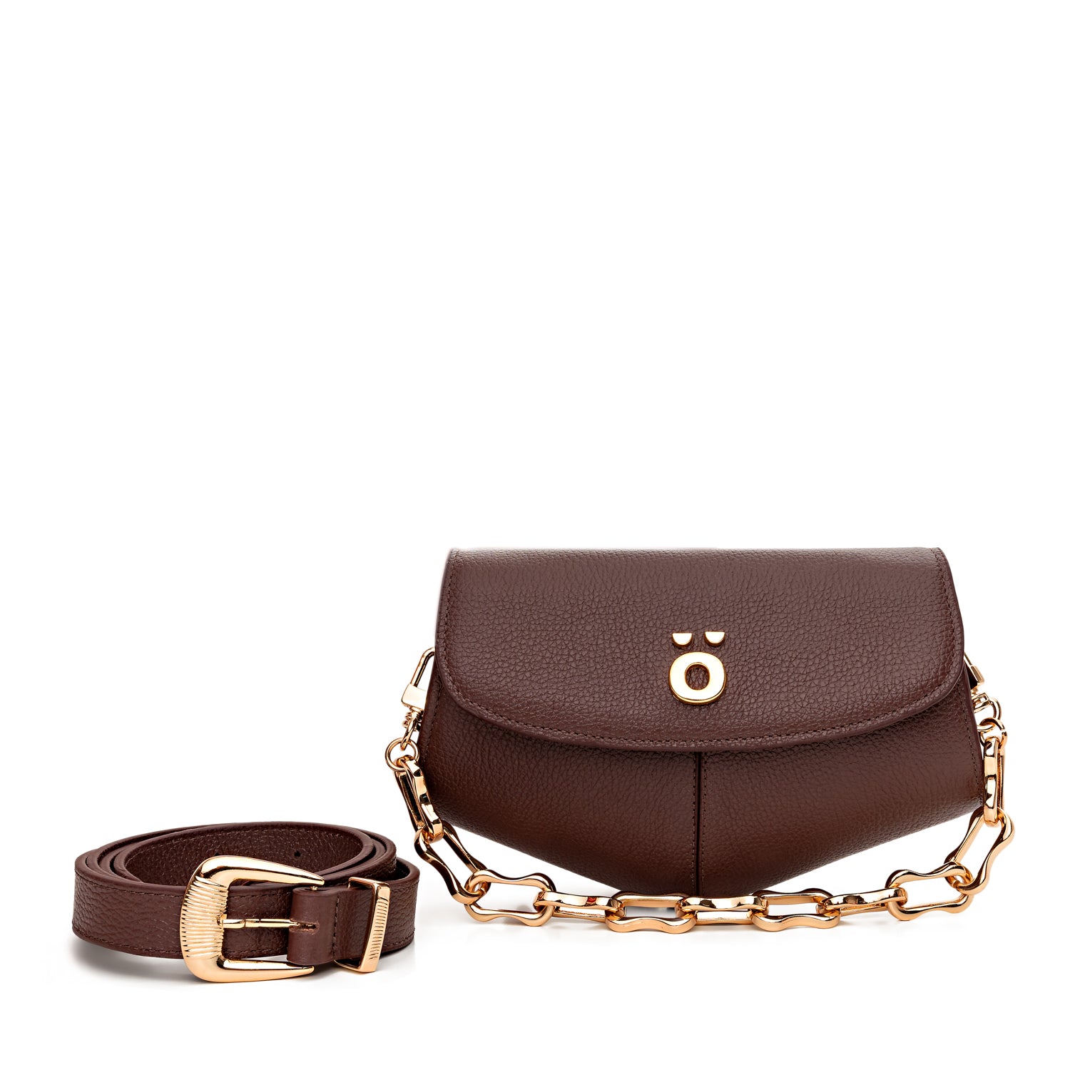 Bolsa Pochete Versátil de Couro Marrom