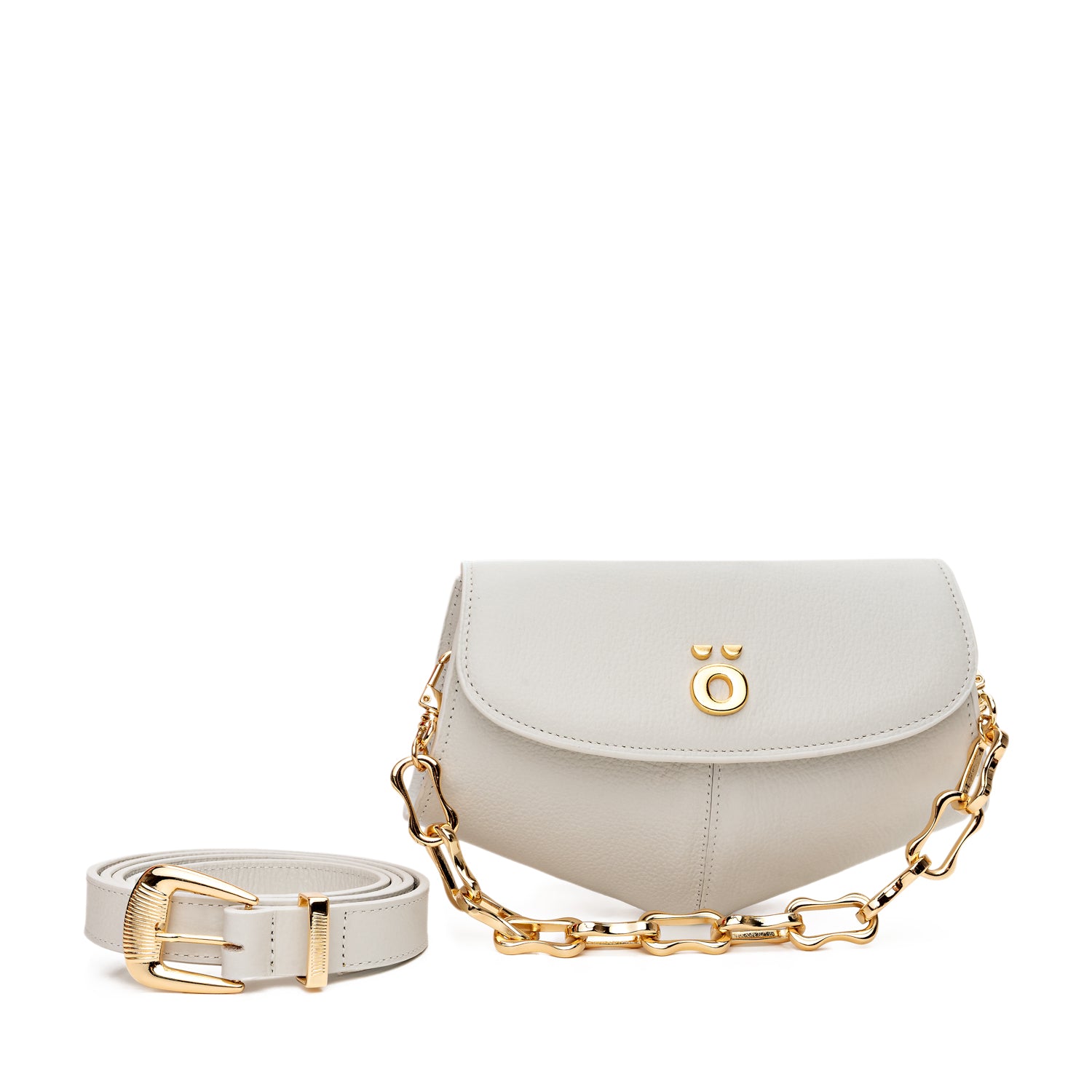 Bolsa Pochete Versátil de Couro Branca