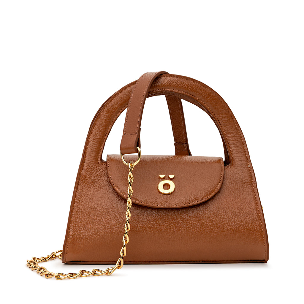 Bolsa Estruturada de Couro Caramelo