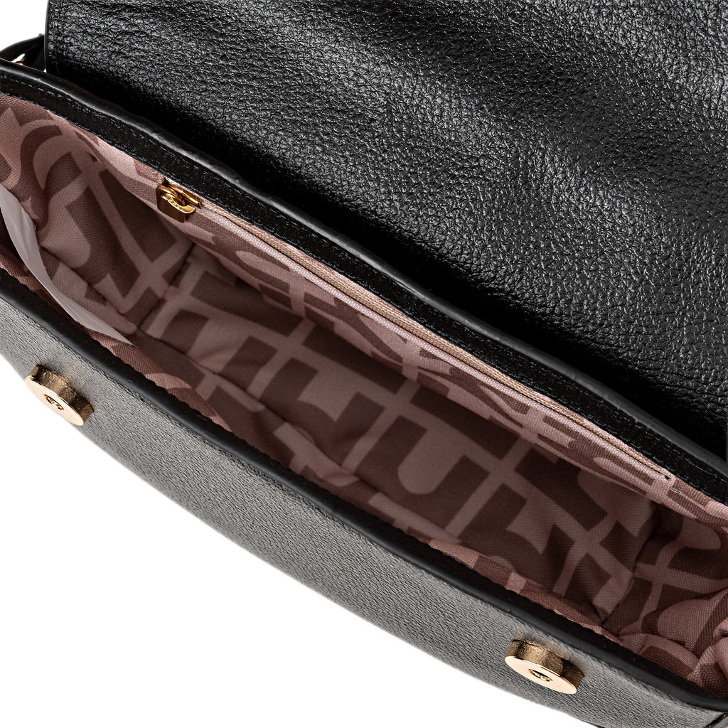 PöSH AURA - Bolsa Transversal de Couro Preta