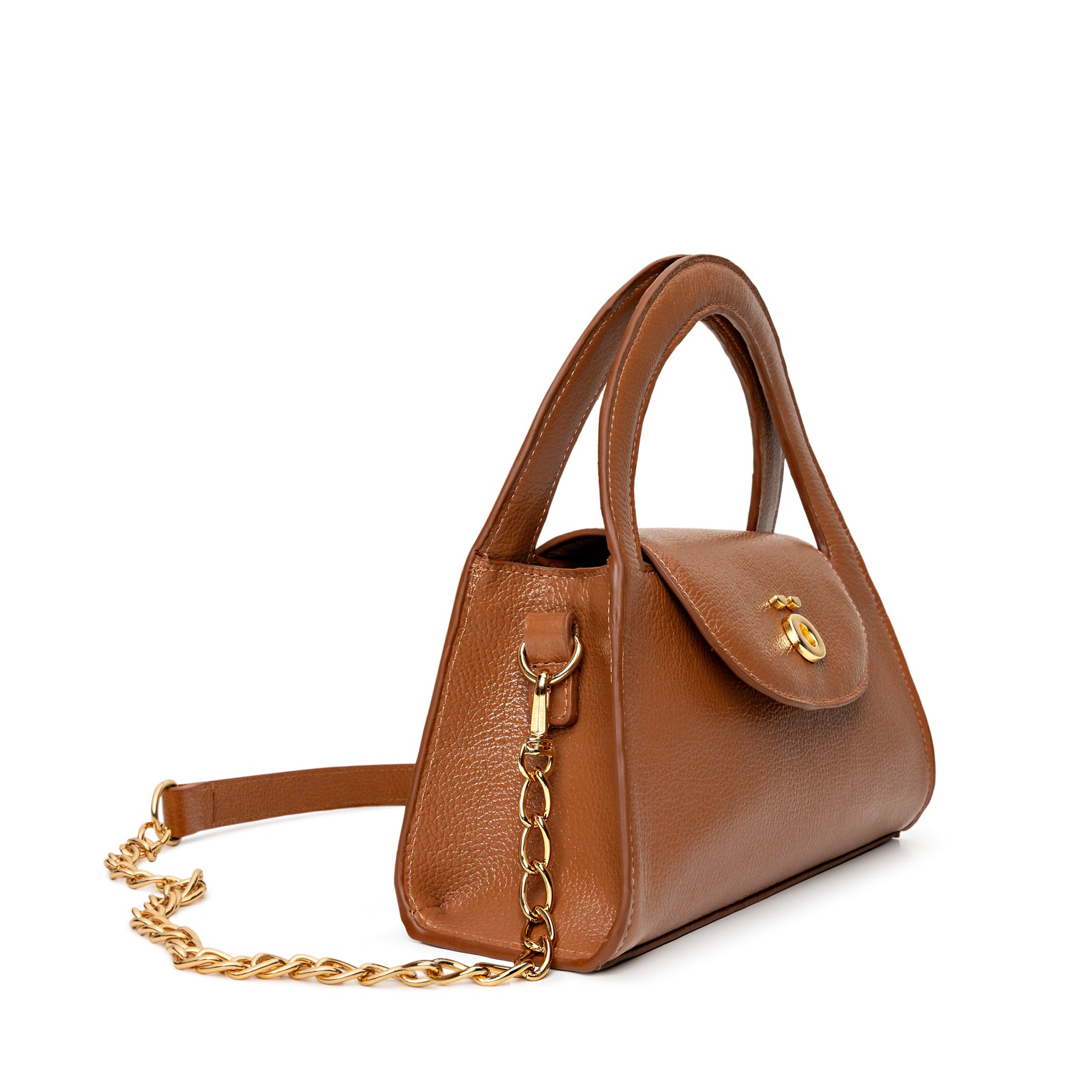 Bolsa Estruturada de Couro Caramelo