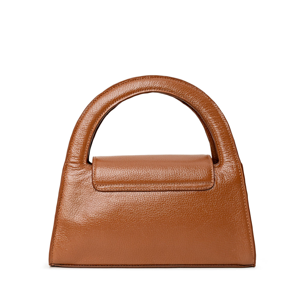 Bolsa Estruturada de Couro Caramelo