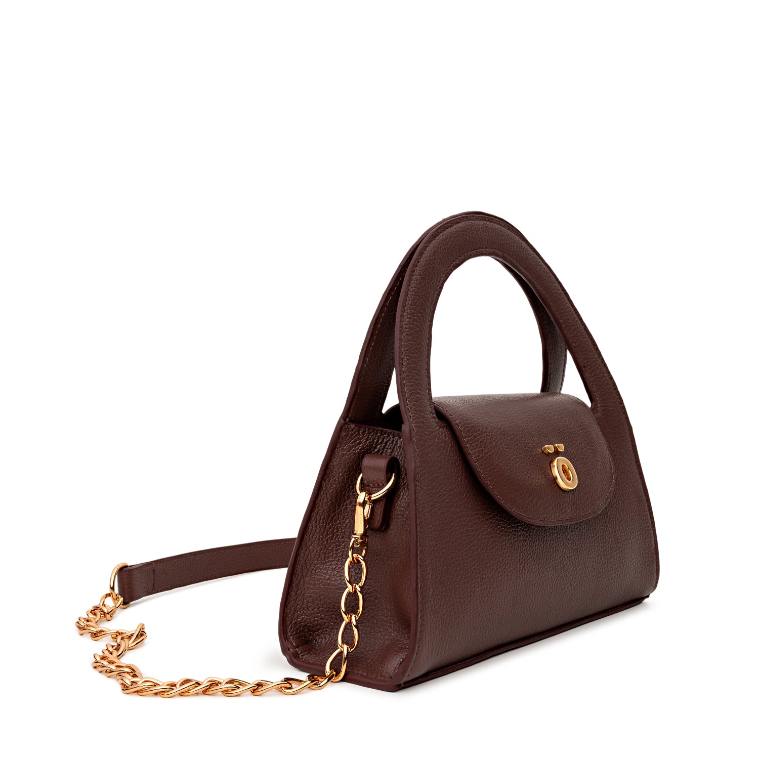 Bolsa Estruturada de Couro Marrom