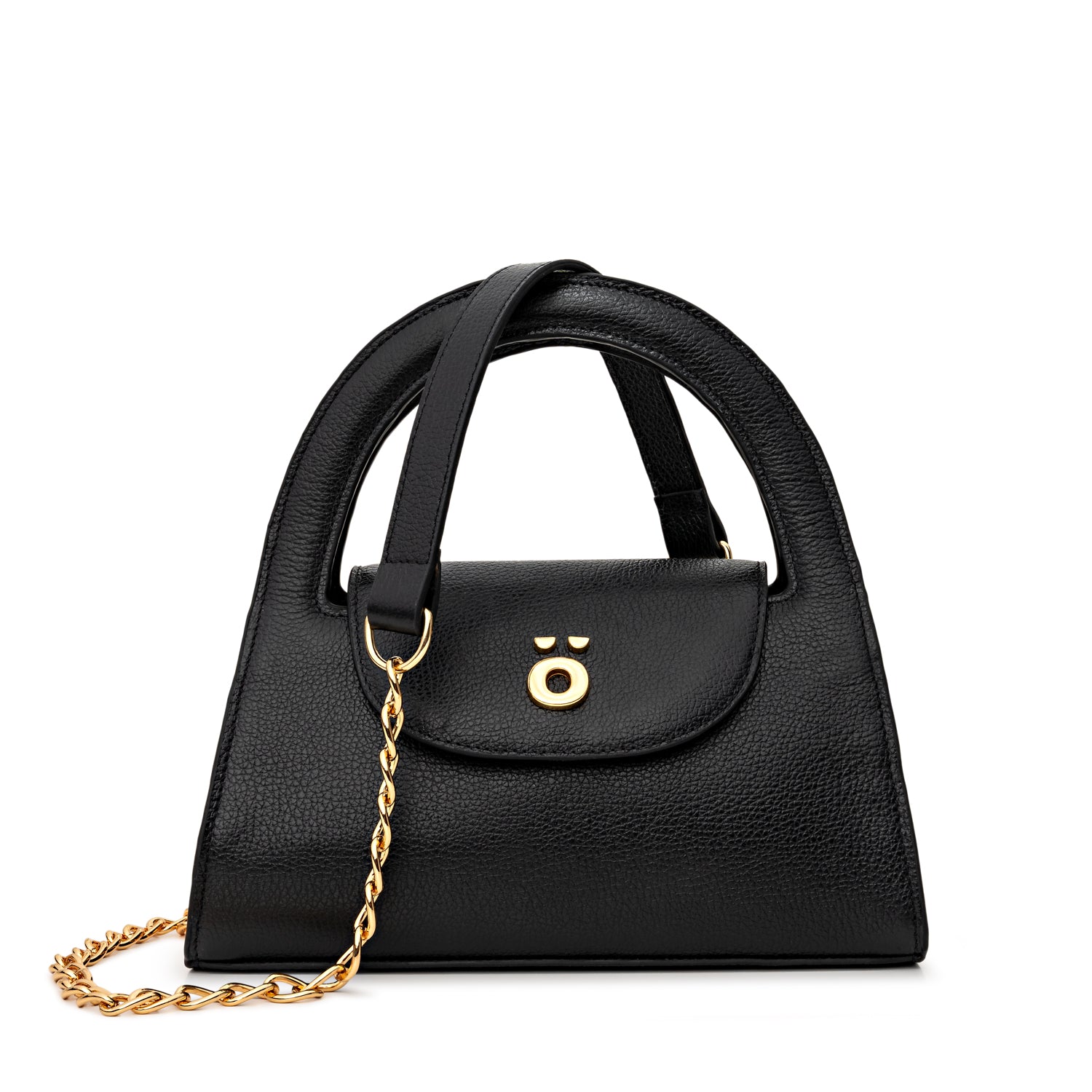 Bolsa Estruturada de Couro Preta