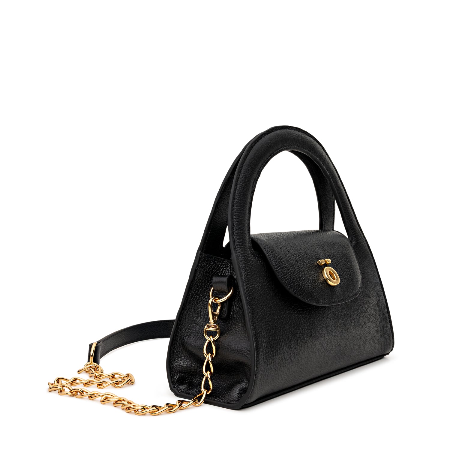 PöSH FRAME - Bolsa Estruturada de Couro Preta
