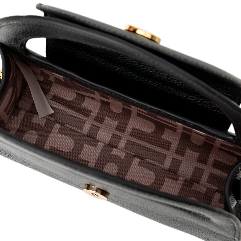 PöSH FRAME - Bolsa Estruturada de Couro Preta