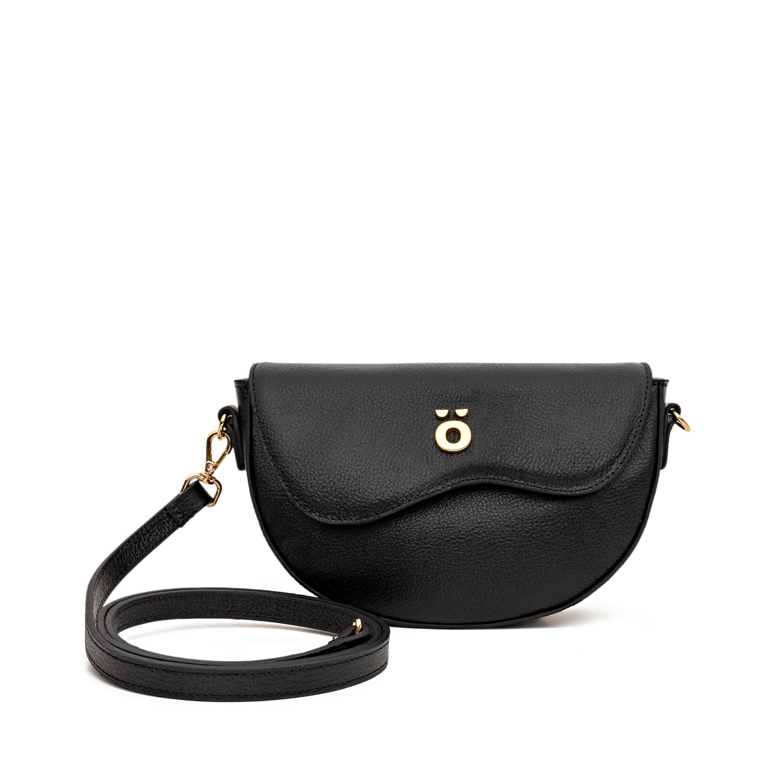 Bolsa Transversal de Couro Preta