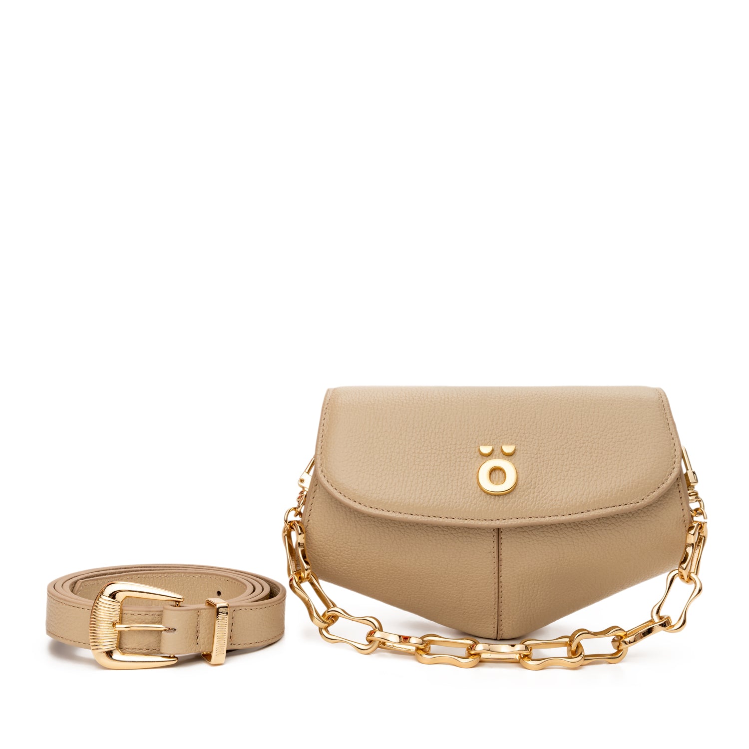 Bolsa Pochete Versátil de Couro Nude